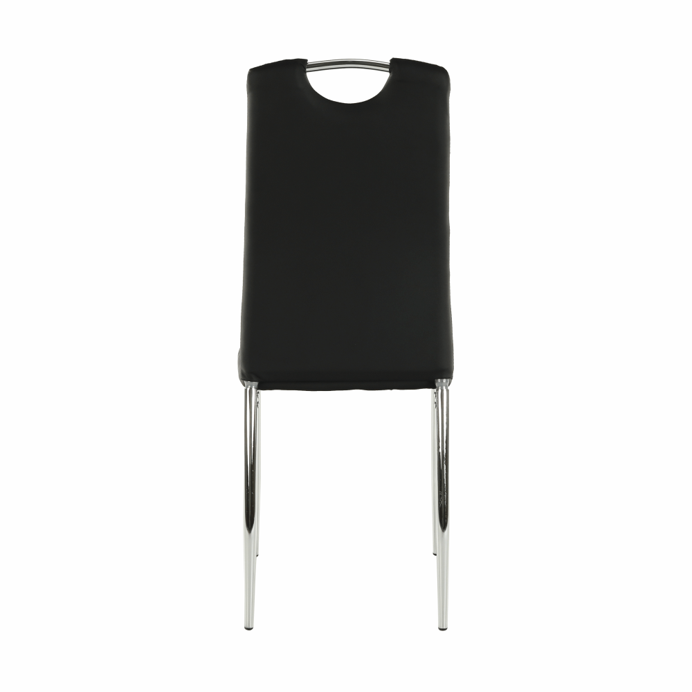 Scaun dining, piele ecologică neagră/crom, ERVINA