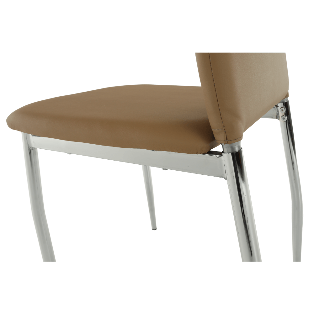 Scaun dining, piele ecologică bej/crom, ERVINA