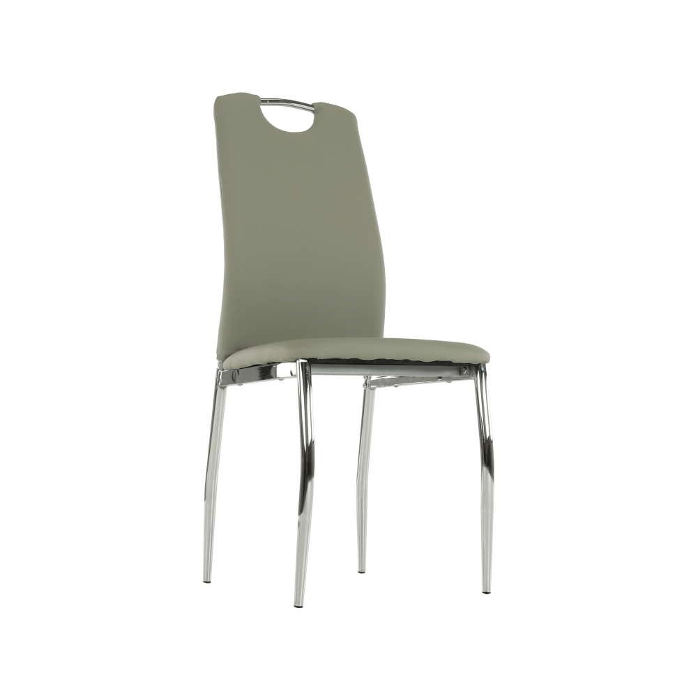 Scaun dining, piele ecologică gri/crom, ERVINA