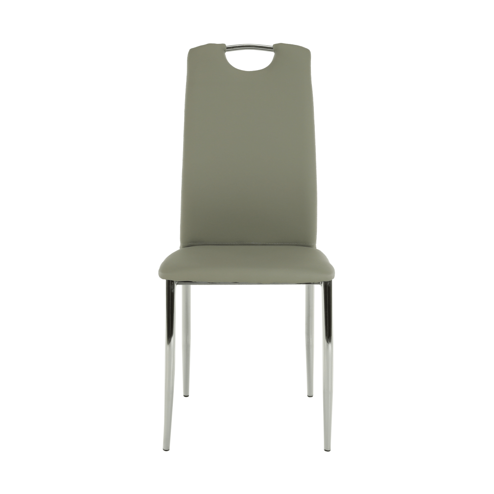 Scaun dining, piele ecologică gri/crom, ERVINA