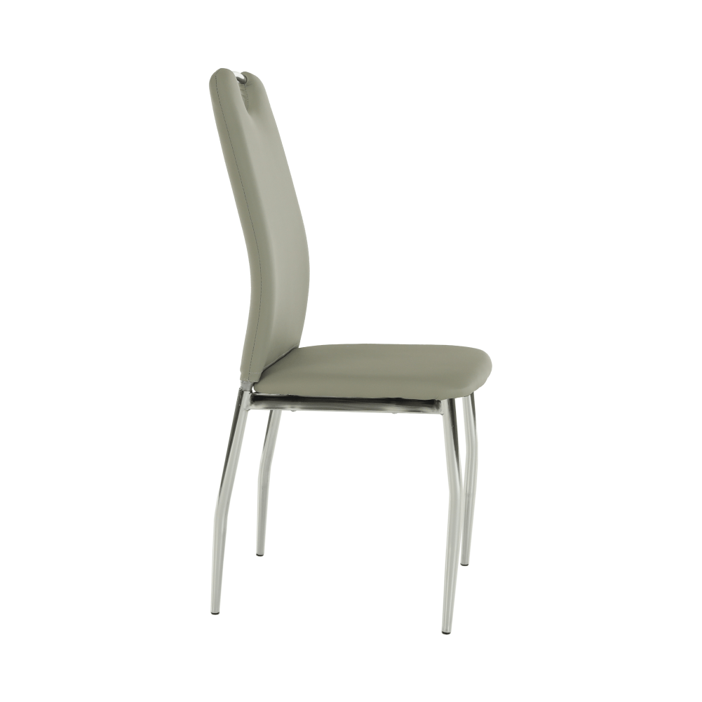 Scaun dining, piele ecologică gri/crom, ERVINA