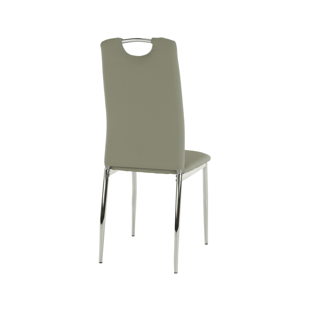 Scaun dining, piele ecologică gri/crom, ERVINA