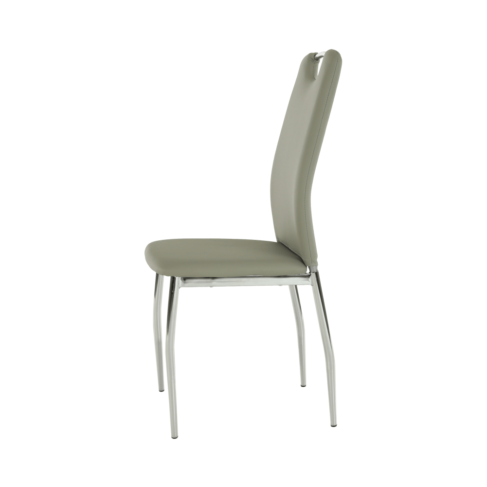 Scaun dining, piele ecologică gri/crom, ERVINA