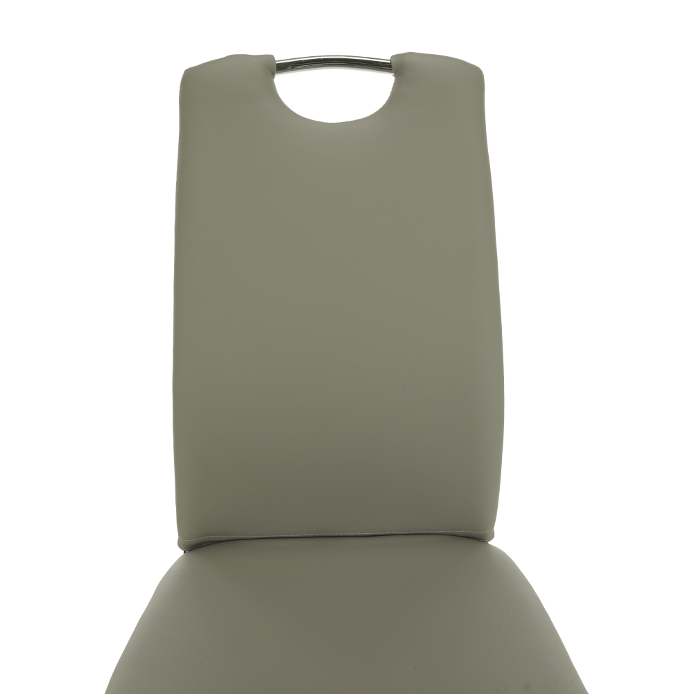 Scaun dining, piele ecologică gri/crom, ERVINA