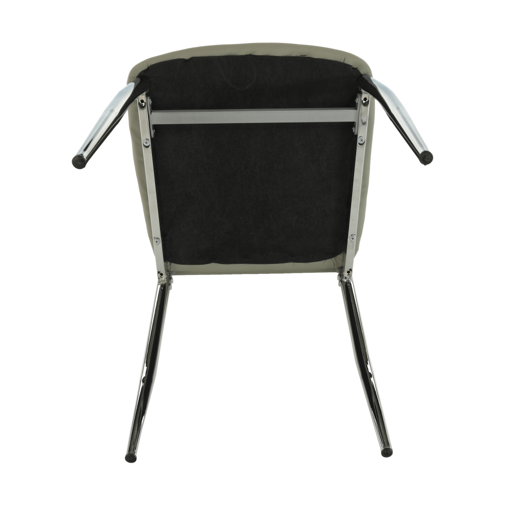 Scaun dining, piele ecologică gri/crom, ERVINA