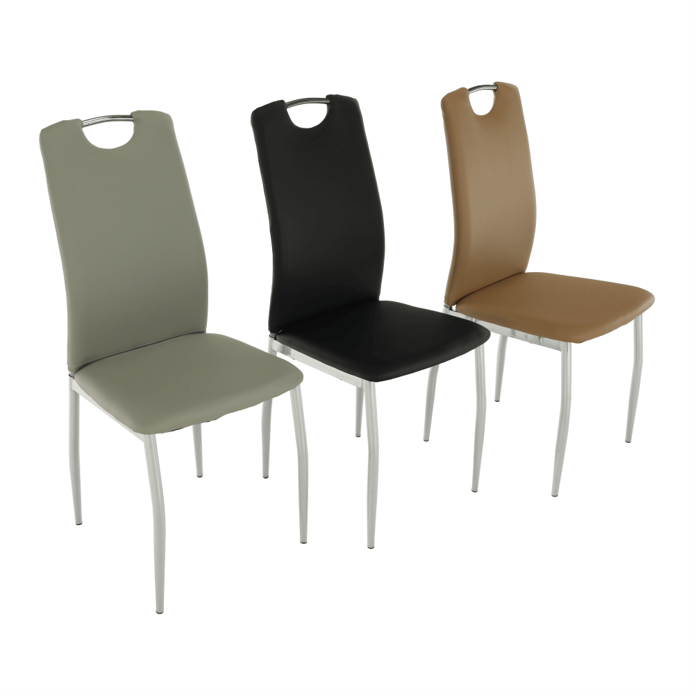 Scaun dining, piele ecologică gri/crom, ERVINA