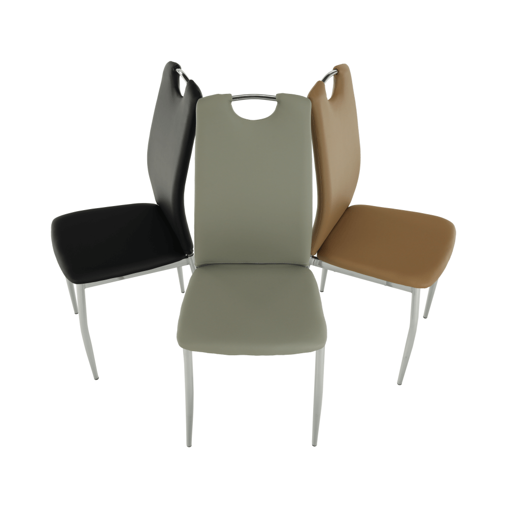 Scaun dining, piele ecologică gri/crom, ERVINA