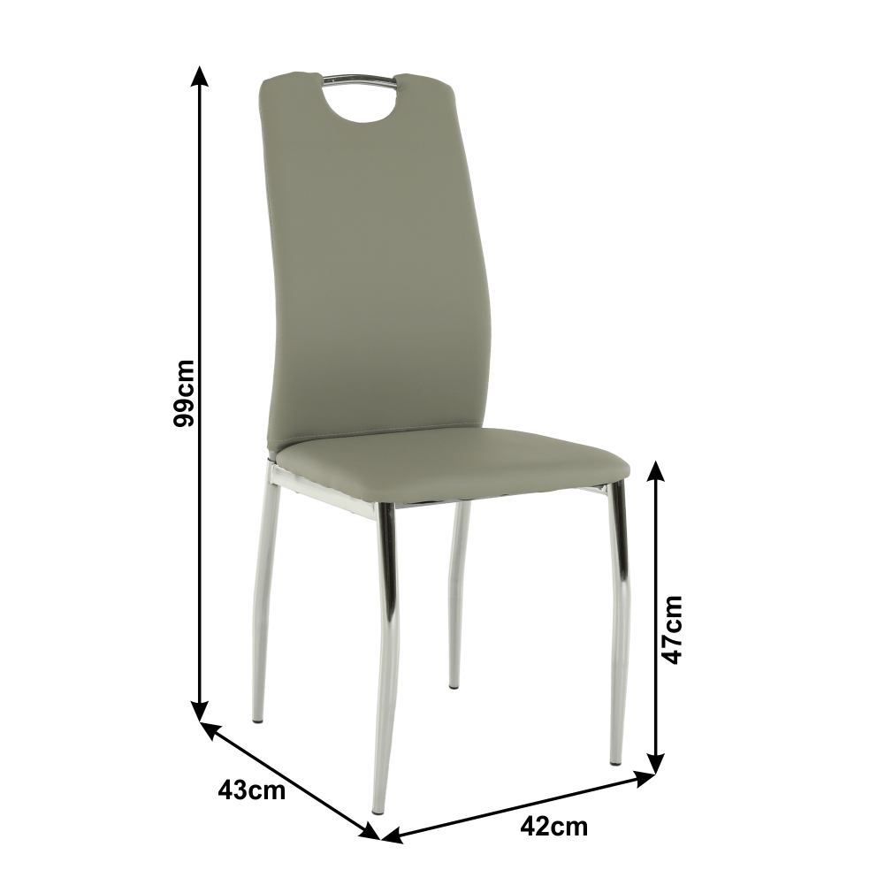 Scaun dining, piele ecologică gri/crom, ERVINA