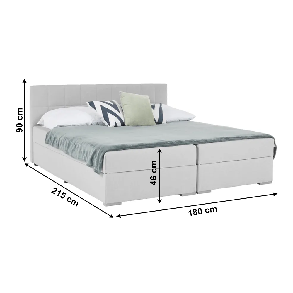 Pat tip BOXSPRING 180x200, gri deschis, FERATA KOMFORT