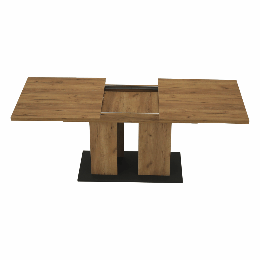 Masă dining, stejar craft auriu / grafit gri, 155-204x86 cm, FIDEL