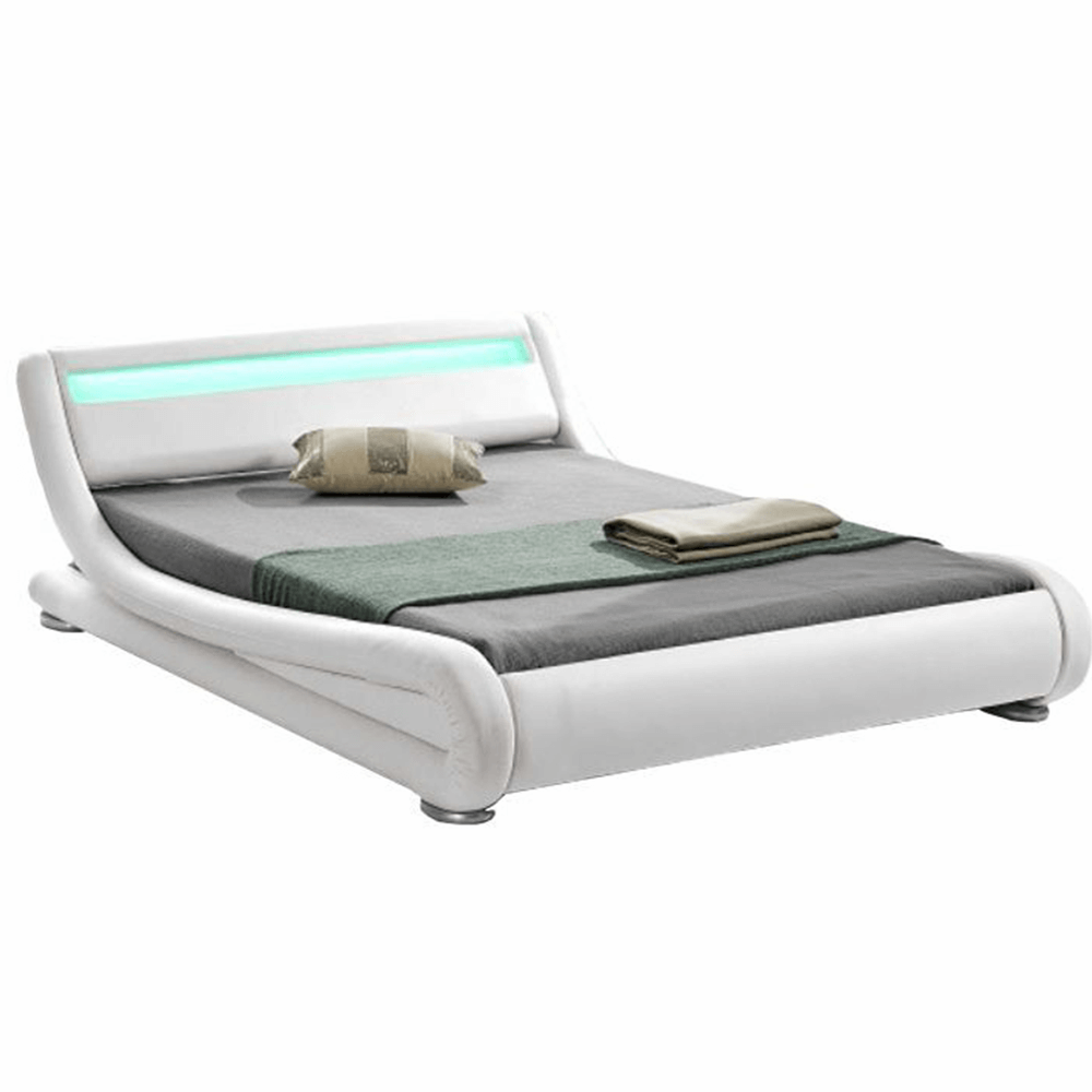Pat modern cu RGB LED iluminare, alb, 180x200, FILIDA