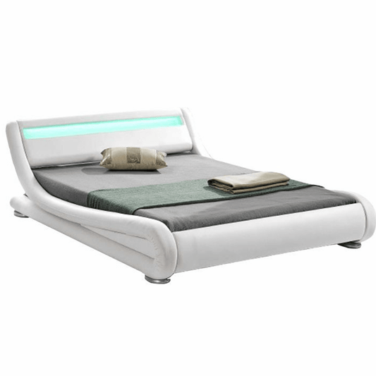 Pat modern cu RGB LED iluminare, alb, 180x200, FILIDA