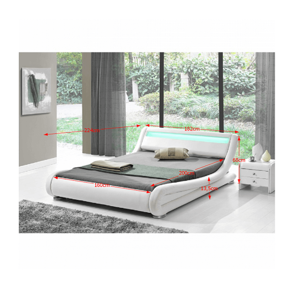 Pat modern cu RGB LED iluminare, alb, 160x200, FILIDA