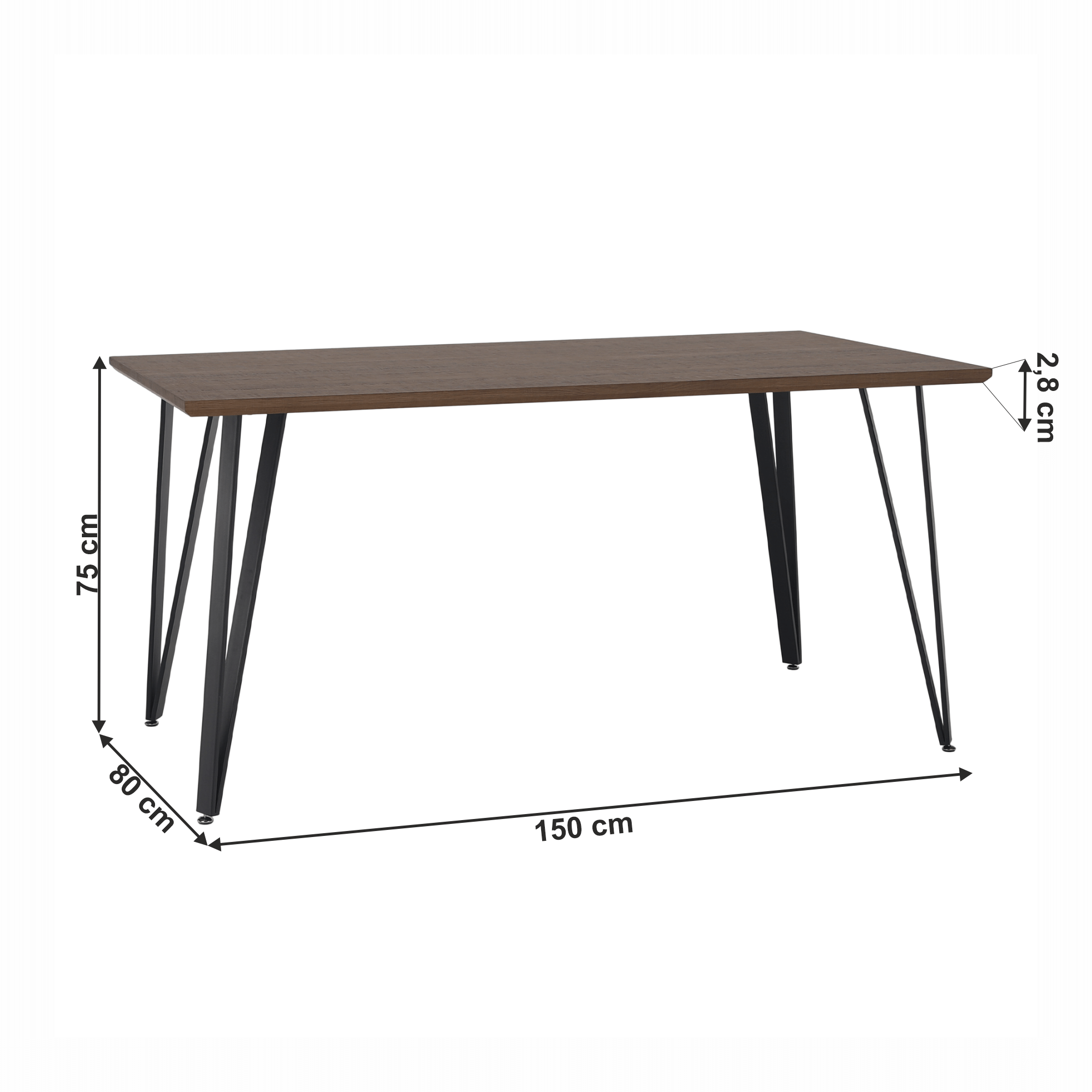 Masă de luat masa, stejar / negru, 150x80 cm, FRIADO