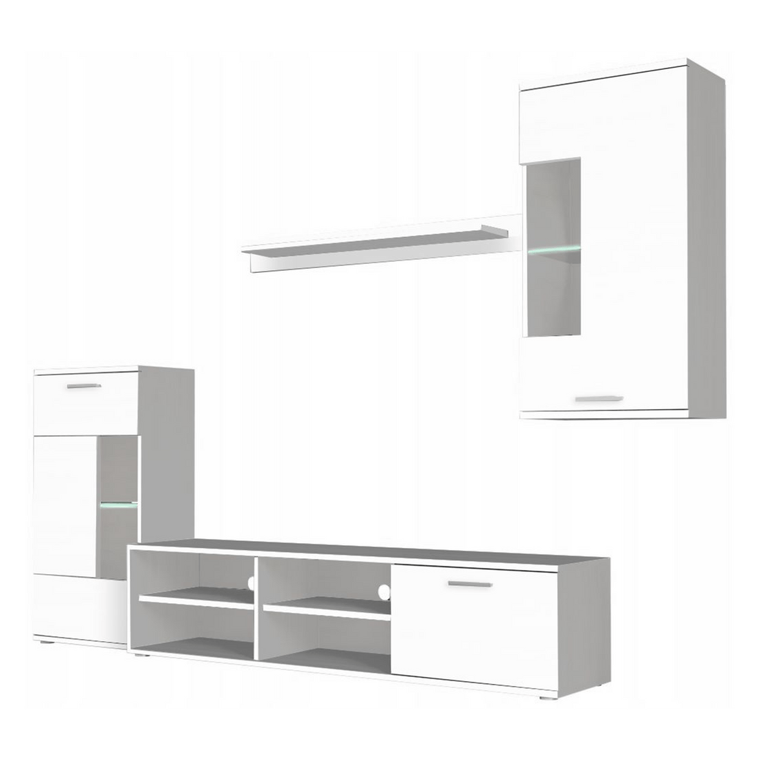 Mobilier de perete living, alb, DTD foliat, FRONTAL 1 NEW