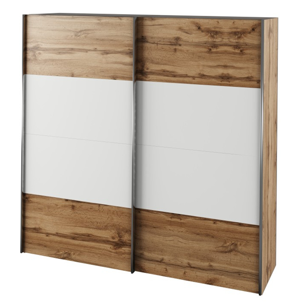 Set dormitor (pat 160x200 cm), stejar wotan/alb, GABRIELA NEW