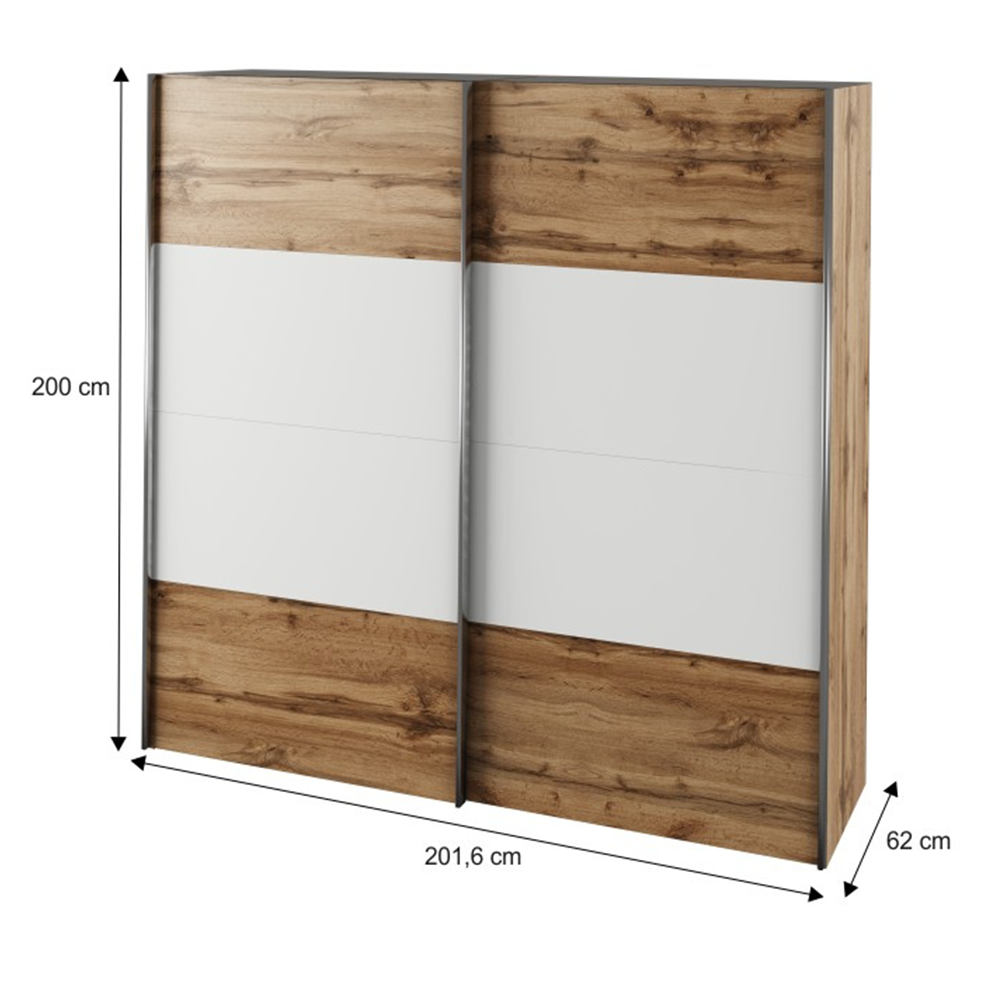 Set dormitor (pat 160x200 cm), stejar wotan/alb, GABRIELA NEW