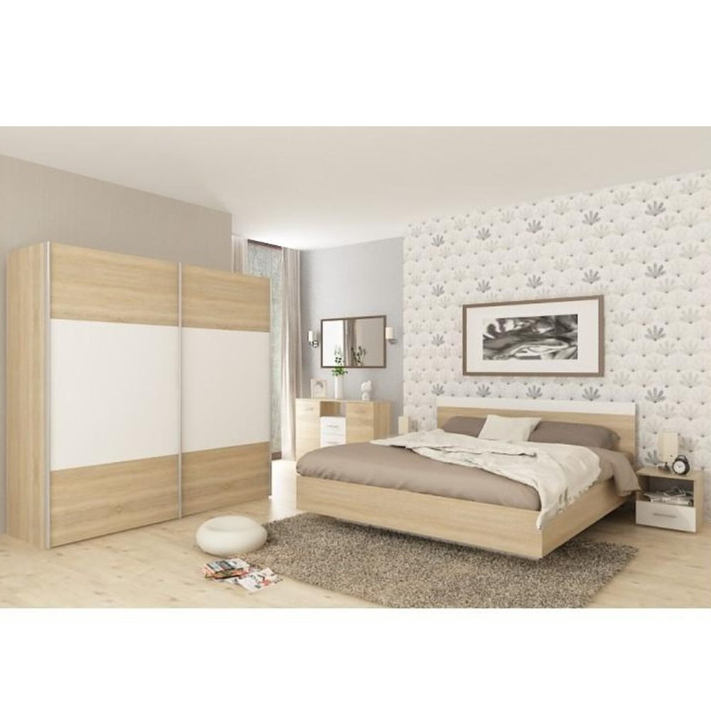 Set complet dormitor (pat 160x200 cm), stejar, sonoma/alb GABRIELA NEW