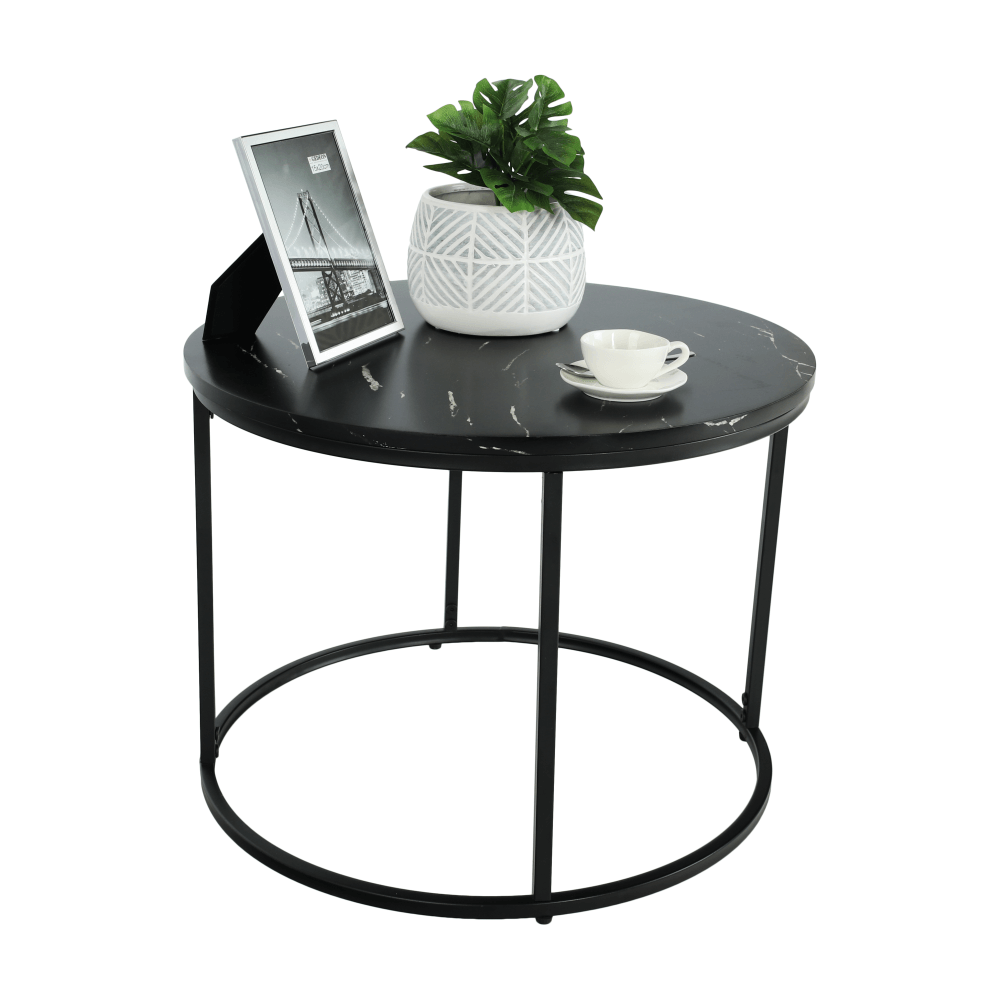 Măsuţă de cafea, marmură neagră / metal negru, GAGIN