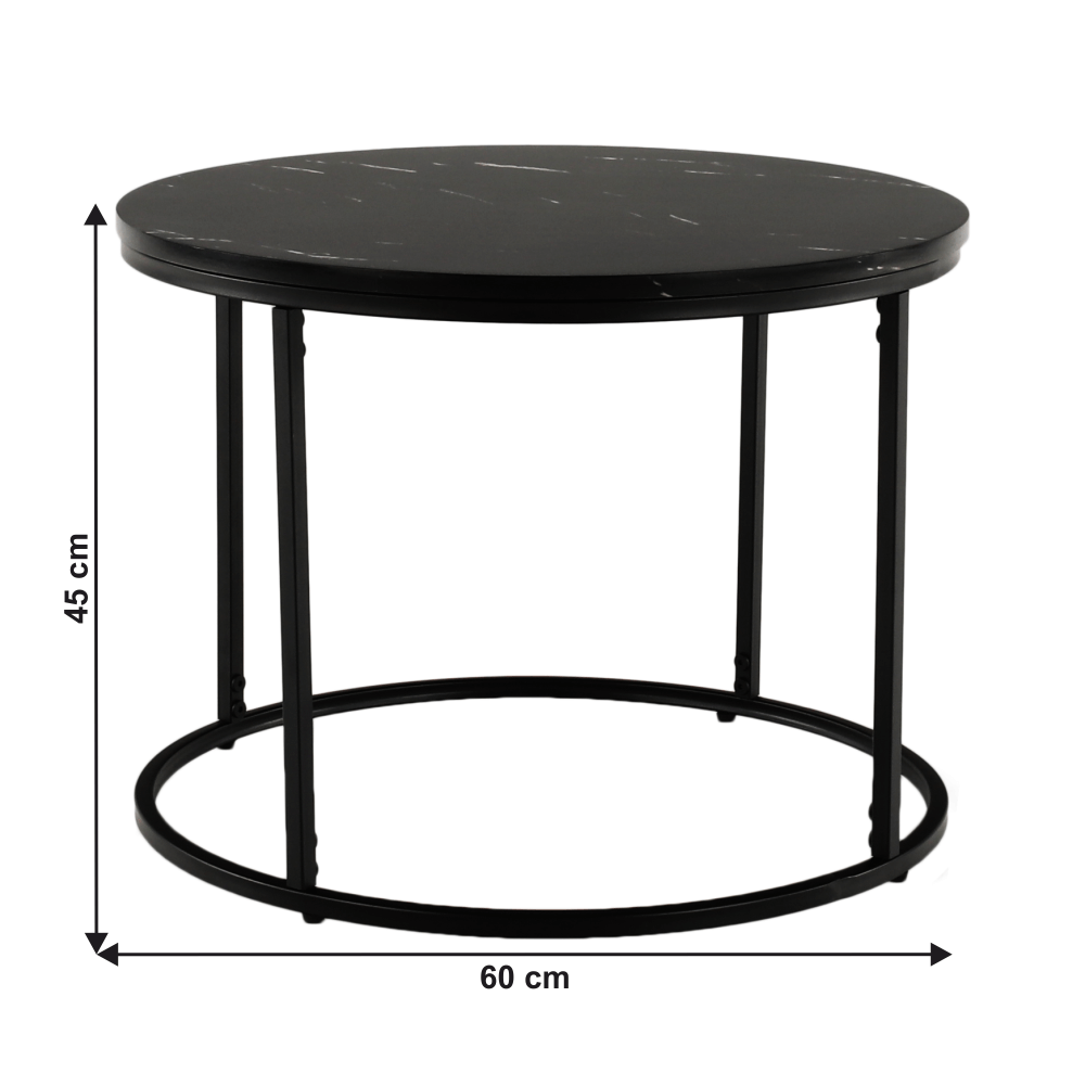 Măsuţă de cafea, marmură neagră / metal negru, GAGIN