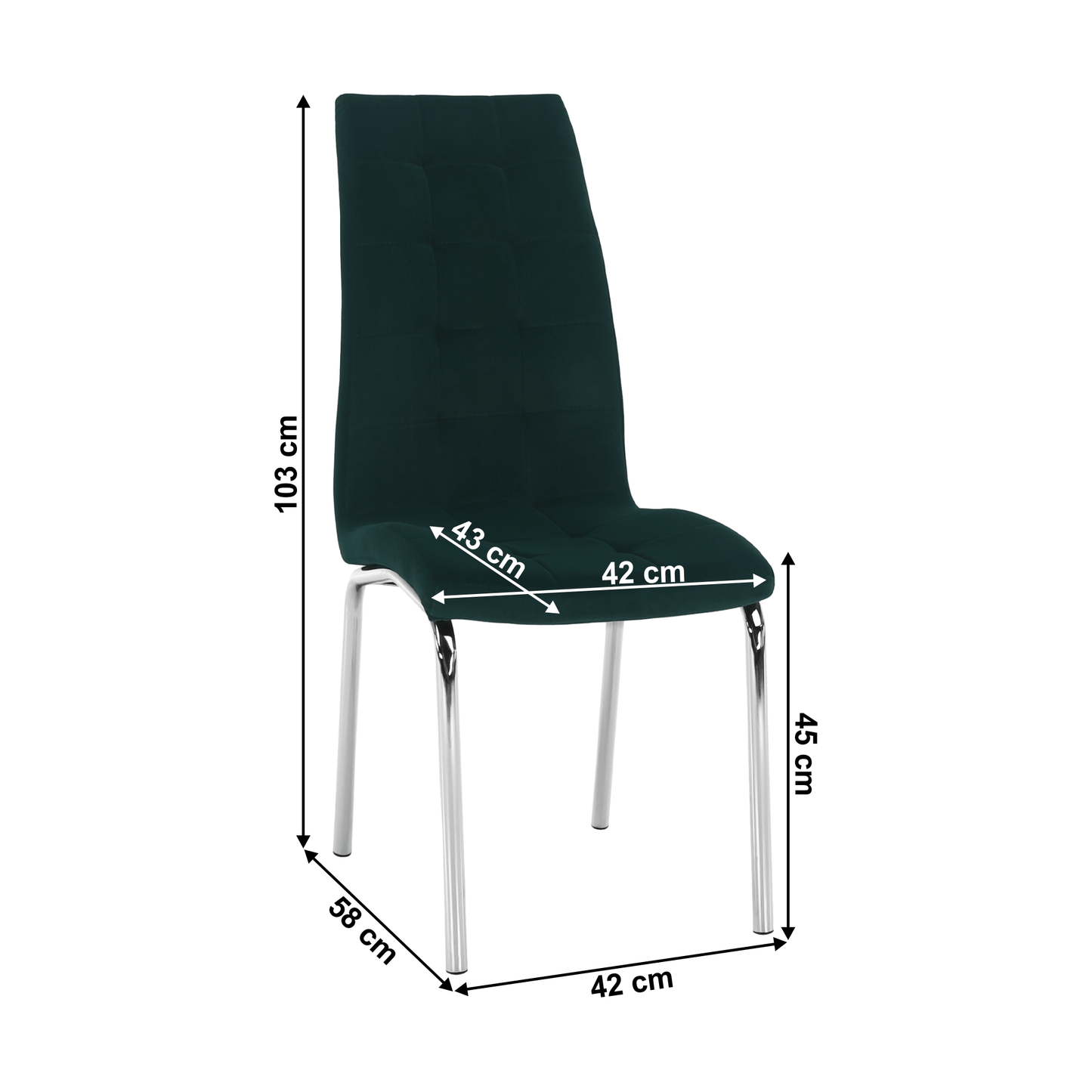 Scaun de masă, ţesătură de catifea smarald / crom, GERDA NEW