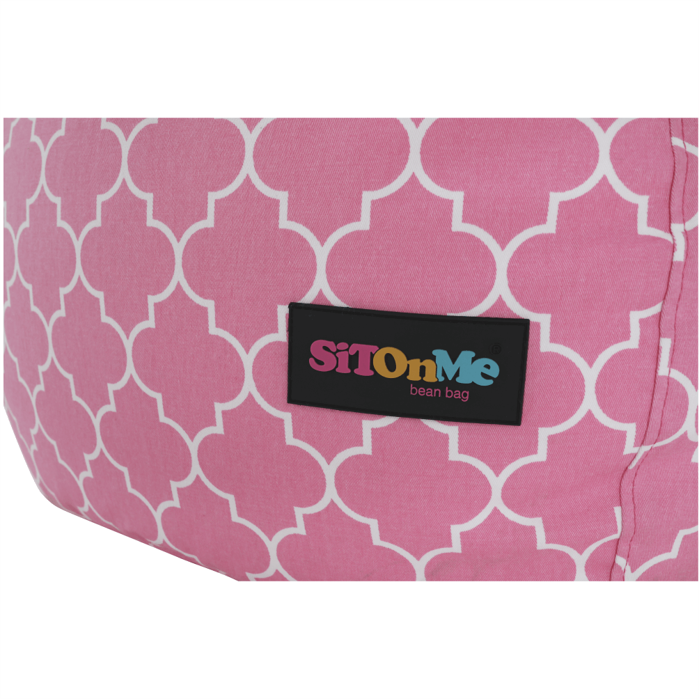 Fotoliu tip sac, roz/alb cu model, GOMBY