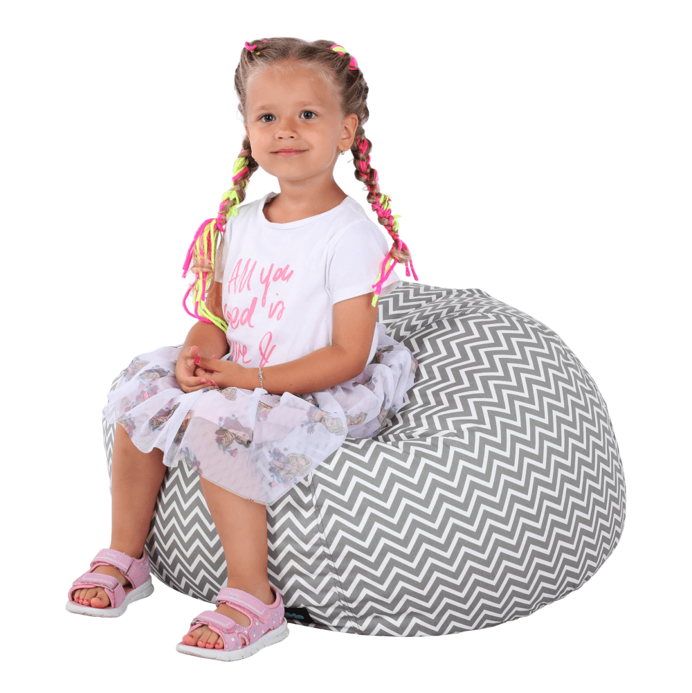 Fotoliu tip sac, gri/alb/model zig-zag, GOMBY