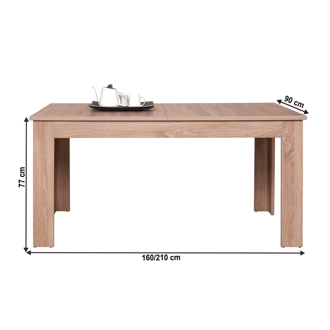 Masă extensibilă tip 12, stejar sonoma, 161-210x77 cm, GRAND