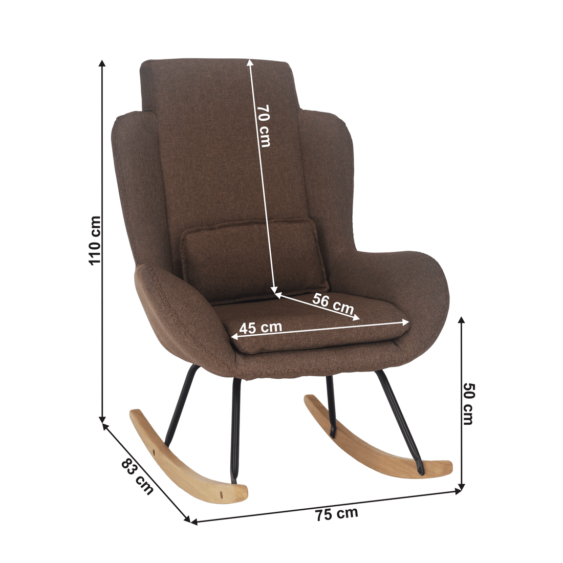 Fotoliu balansoar, material textil maro deschis/lemn, HARPER