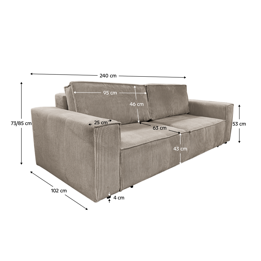 Canapea extensibilă, bej, HARPERA BIG SOFA