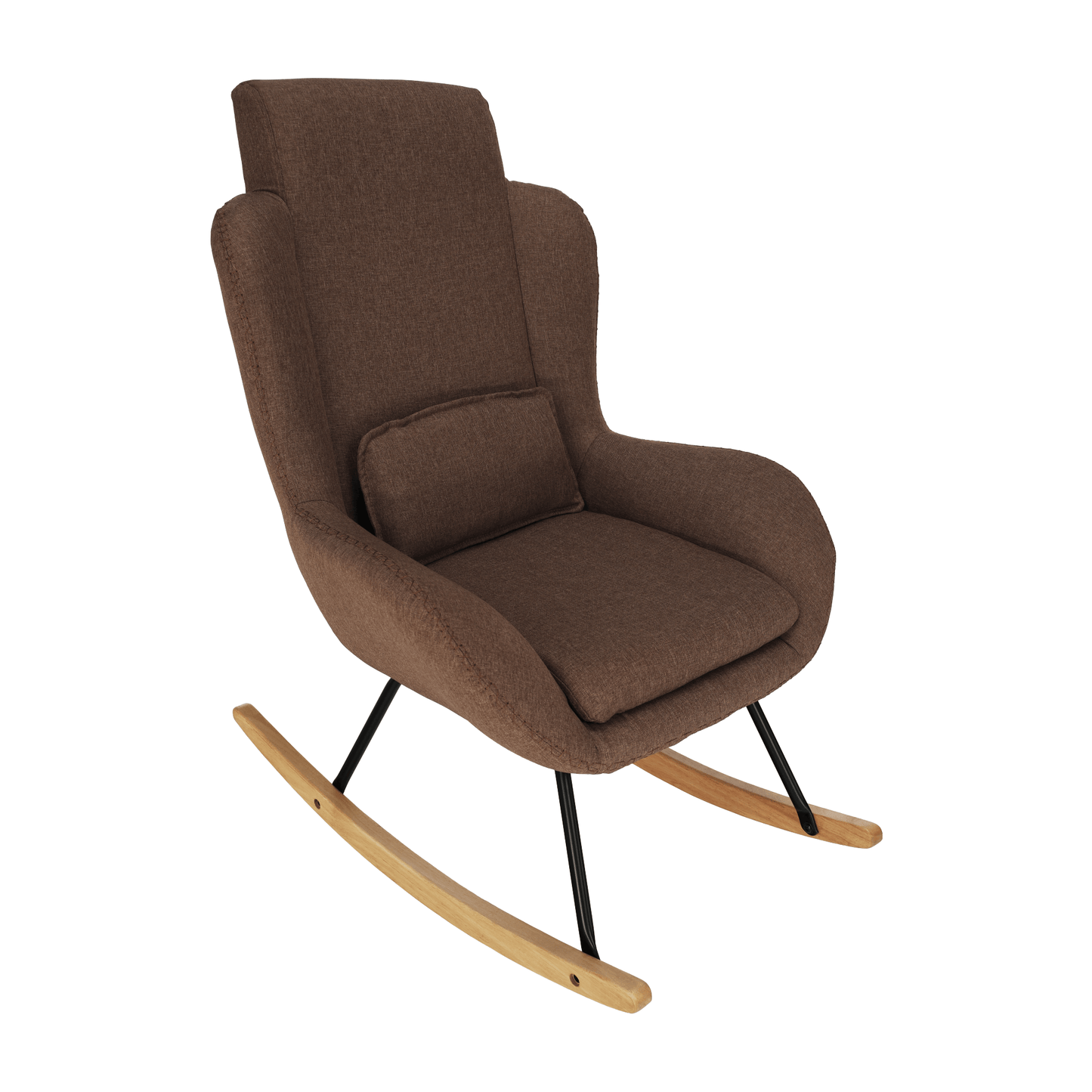 Fotoliu balansoar, material textil maro deschis/lemn, HARPER