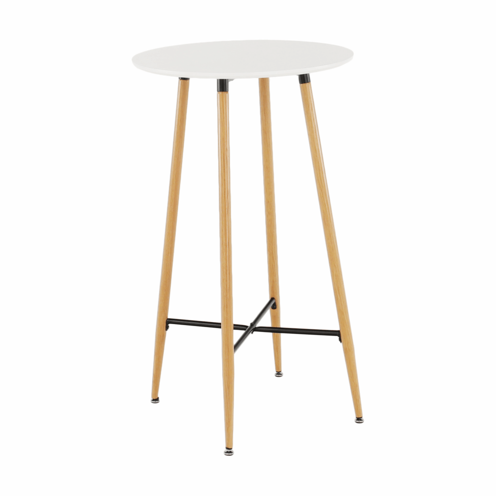 Masă de bar, alb/stejar, diametru 60 cm, IMAM