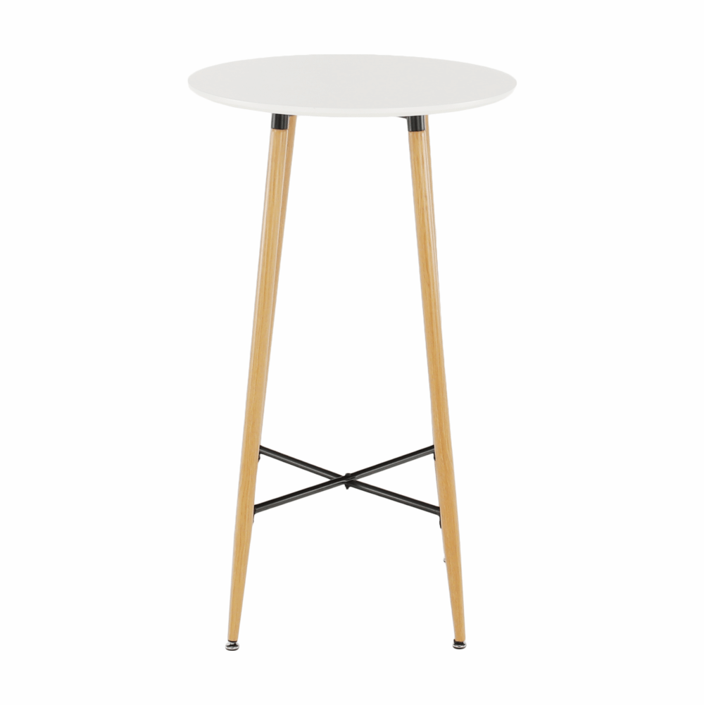 Masă de bar, alb/stejar, diametru 60 cm, IMAM