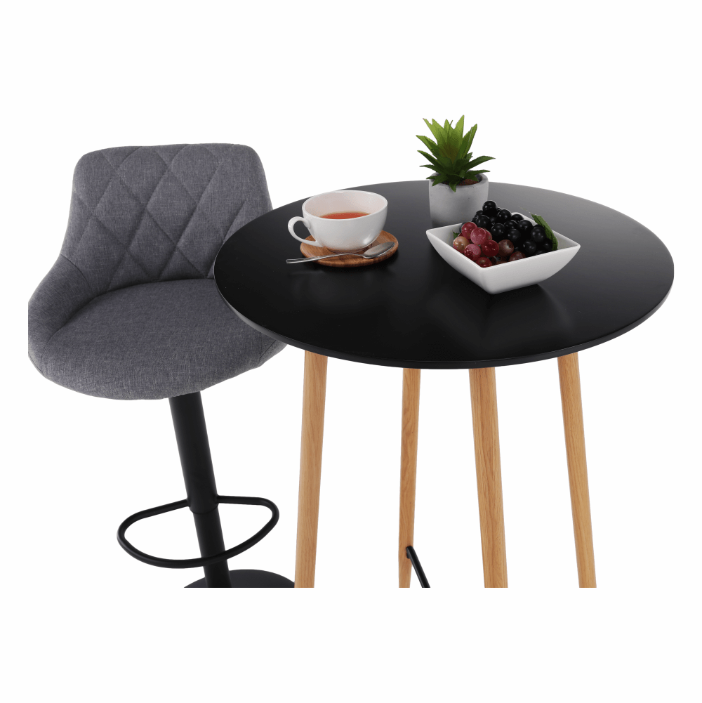 Masă de bar, negru/stejar, diametru 60 cm, IMAM