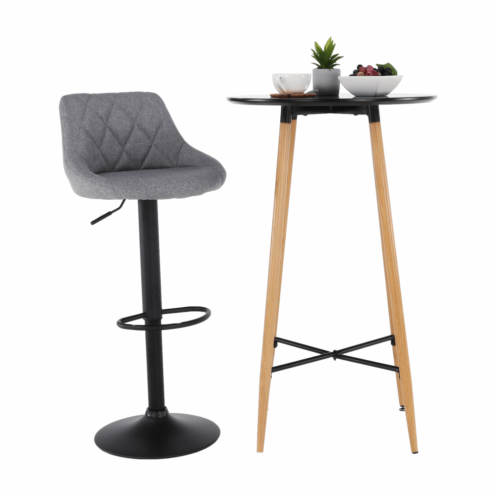 Masă de bar, negru/stejar, diametru 60 cm, IMAM