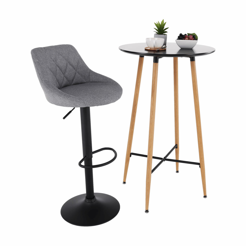 Masă de bar, negru/stejar, diametru 60 cm, IMAM