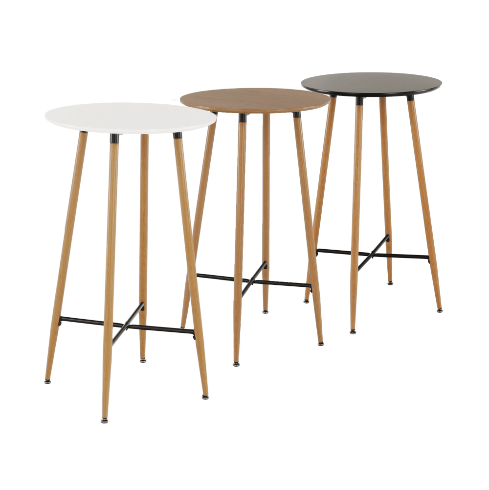 Masă de bar, negru/stejar, diametru 60 cm, IMAM