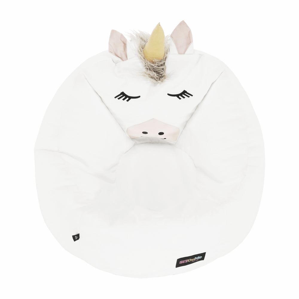 Fotoliu tip sac unicorn, alb, INOROG