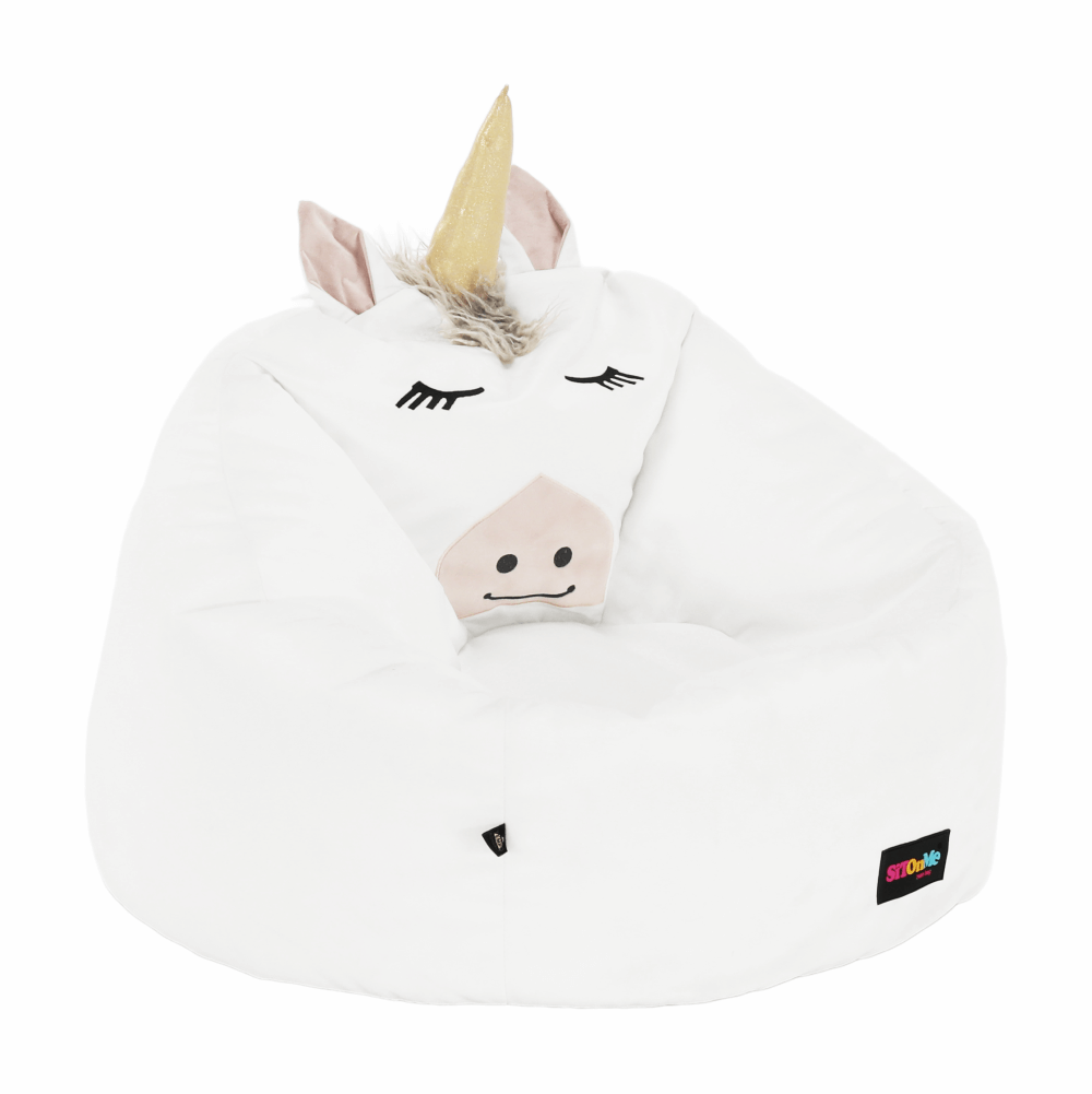 Fotoliu tip sac unicorn, alb, INOROG