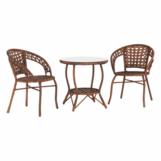 Set de grădină din rattan  1 + 2, maro, JARUB