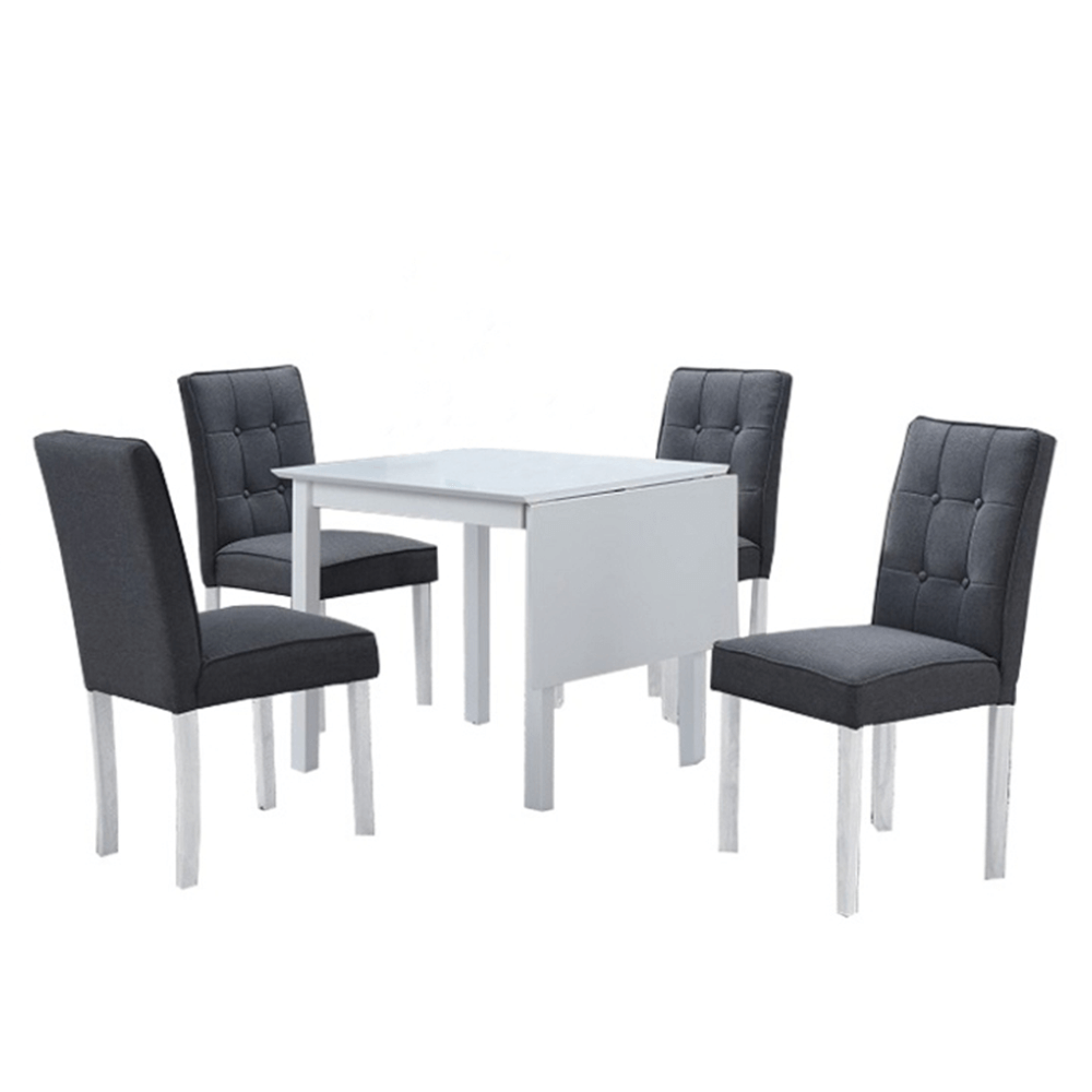 Set dining cu masă pliabilă, alb / gri, BJORK NEW 1+5