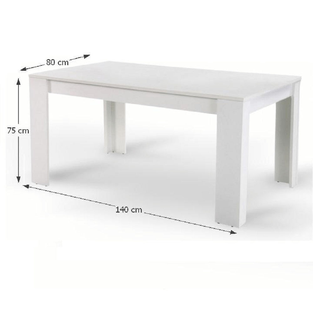 Masă dining, albă, 140x80 cm, TOMY NEW