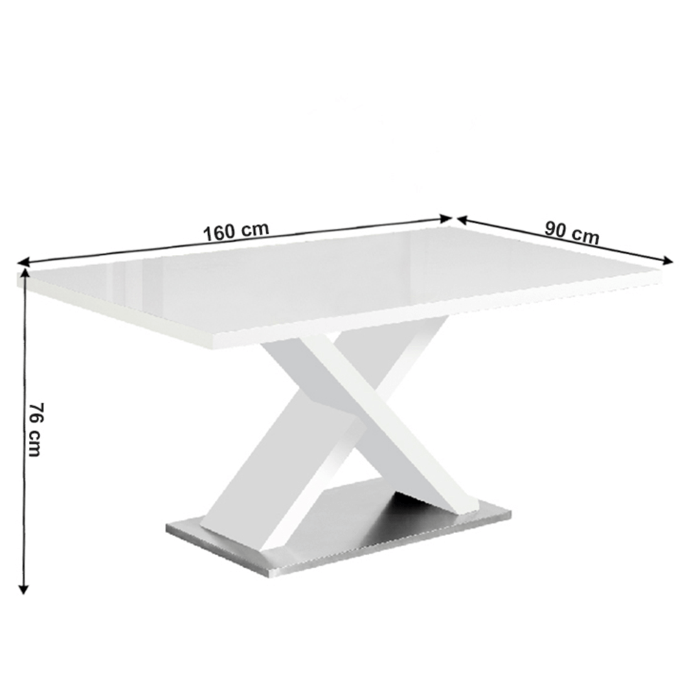 Masă dining, alb HG extra lucios, 160x90 cm, FARNEL