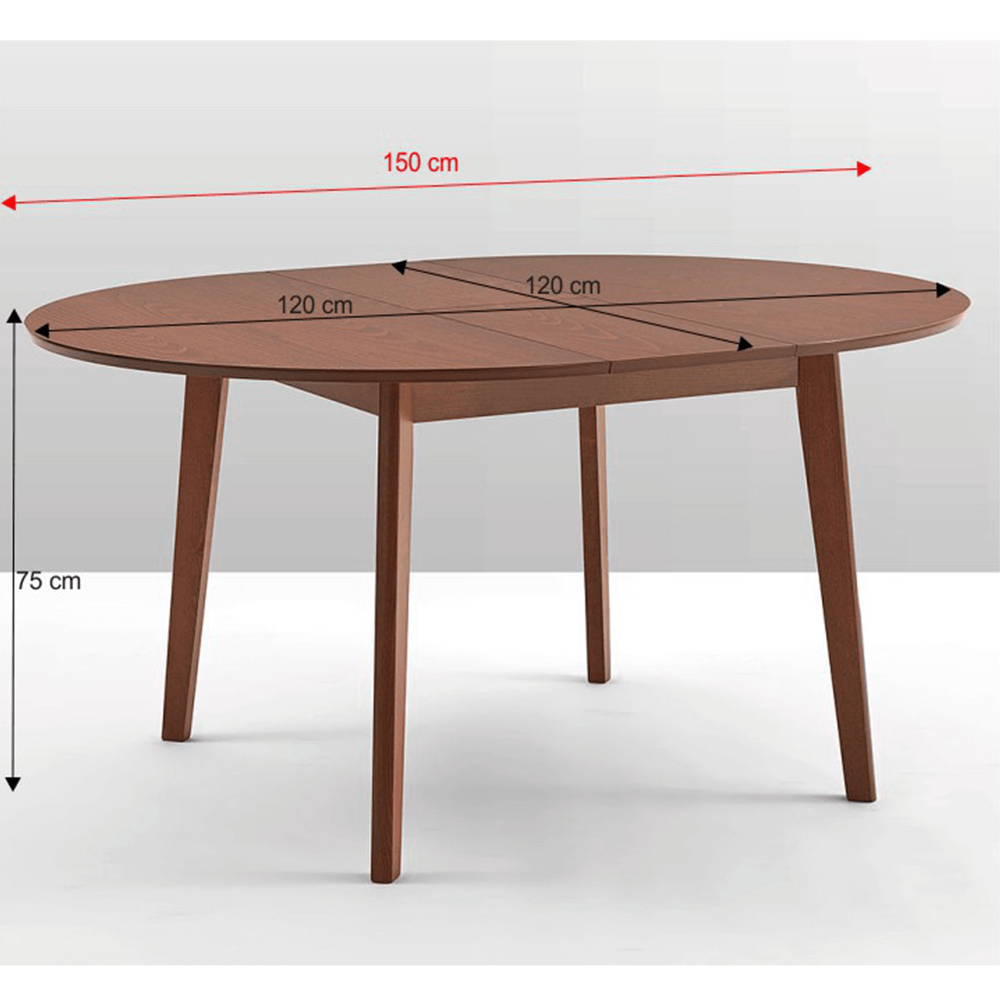 Masă dining extensibilă, fag merlot, diametru 120 cm, ALTON