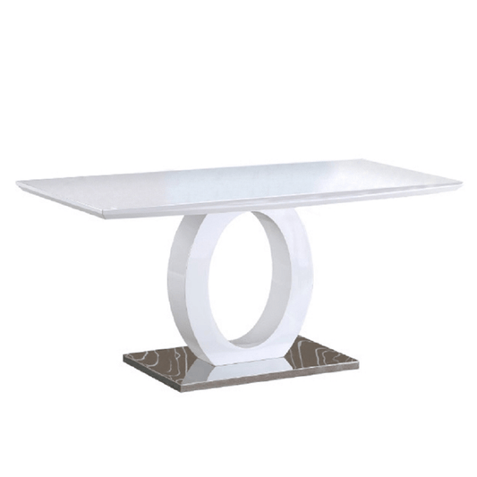 Masă dining, alb extra lucios HG/oţel, 150x80 cm, ZARNI