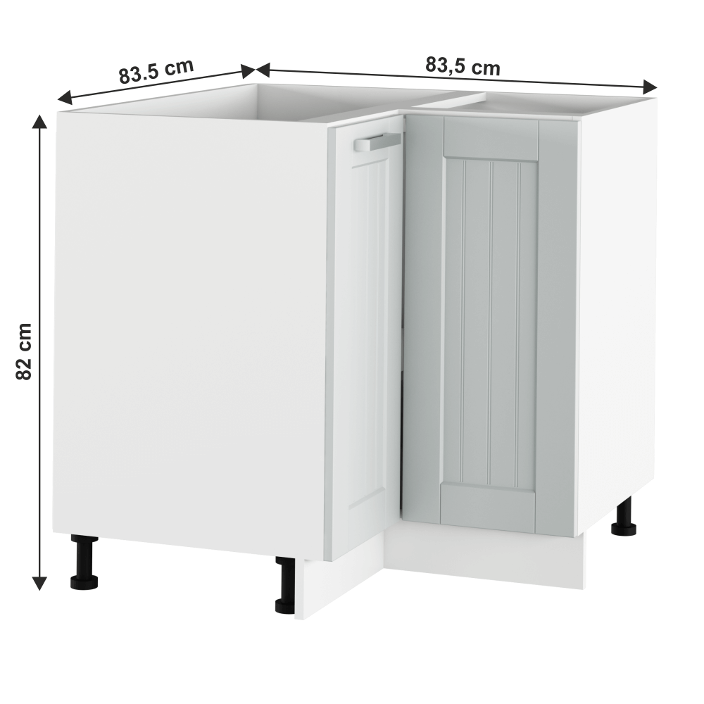 Dulap inferior de colţ, gri deschis/alb, JULIA TYP 62