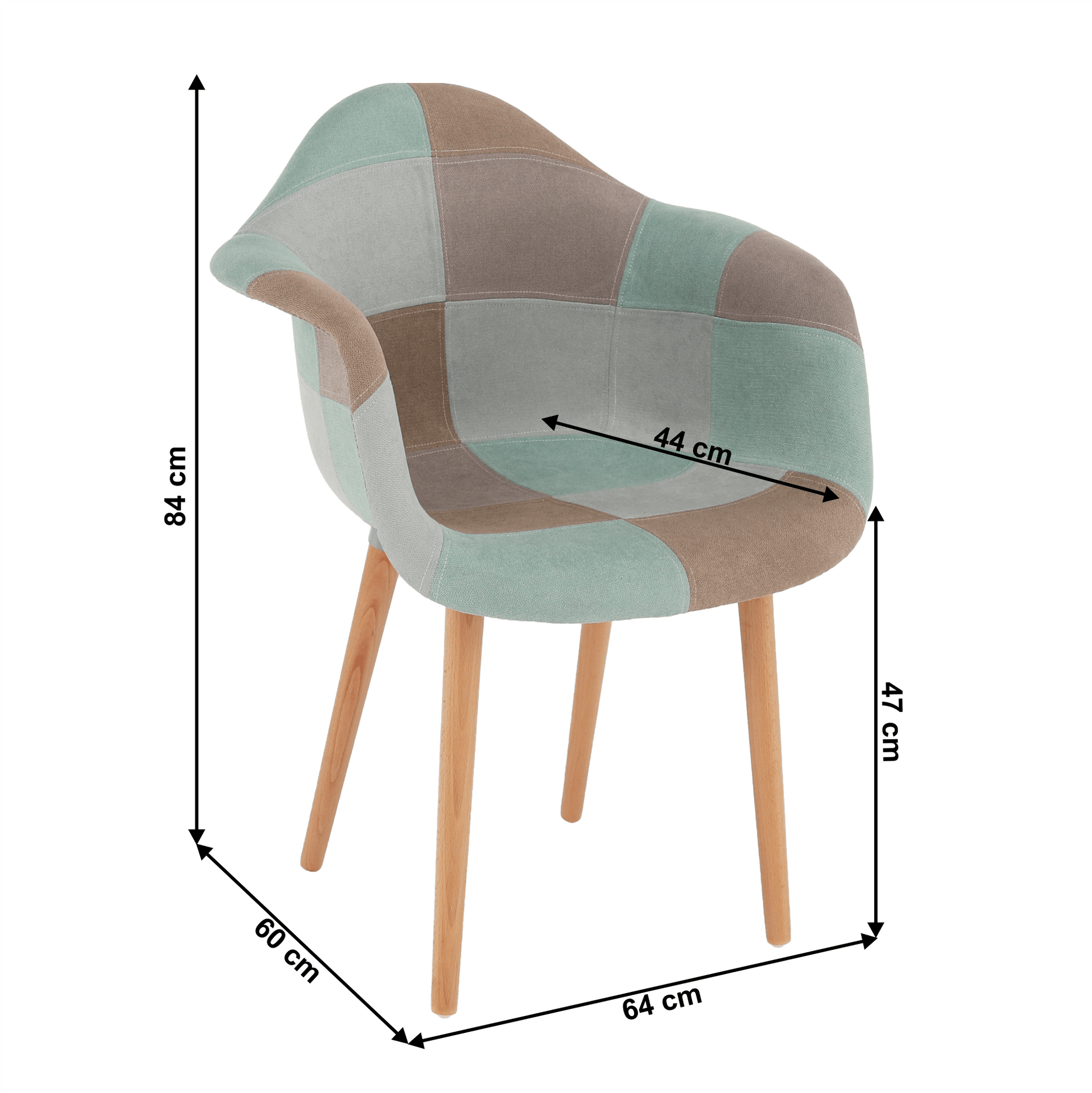 Fotoliu de design, patchwork/mentol/maro/fag, KADIR NEW TIP 5