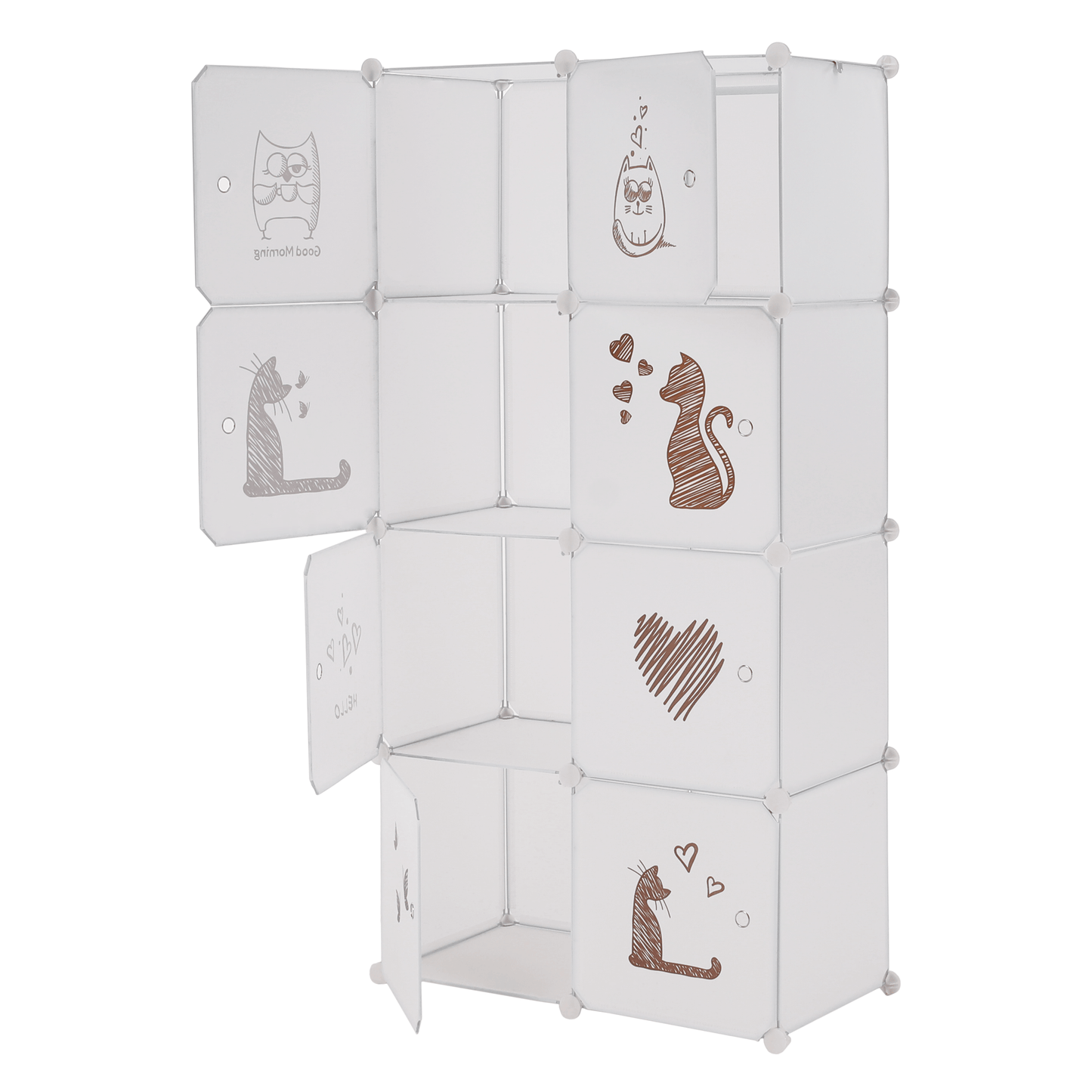 Dulap modular pentru copii, model alb / maro, KIRBY