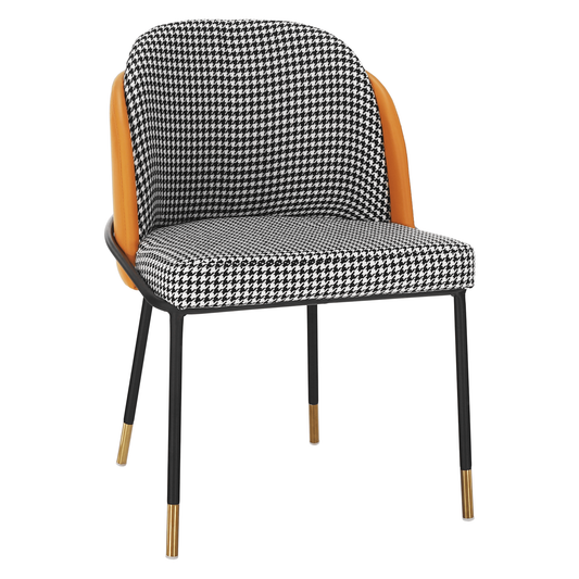 Scaun de luat masa, model alb-negru / piele ecologică camel, KIRNA