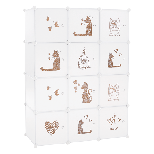 Dulap modular pentru copii, model alb / maro pentru copii, KITARO